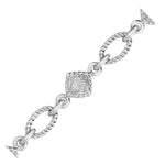 Sterling Silver Cable Oval and Square Link Bracelet with Diamonds (1/4 ct t.w.)