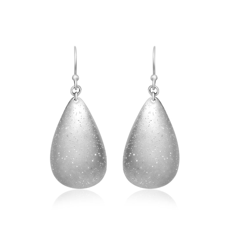 Sterling Silver Teardrop Drop Earrings with Stardust Texture