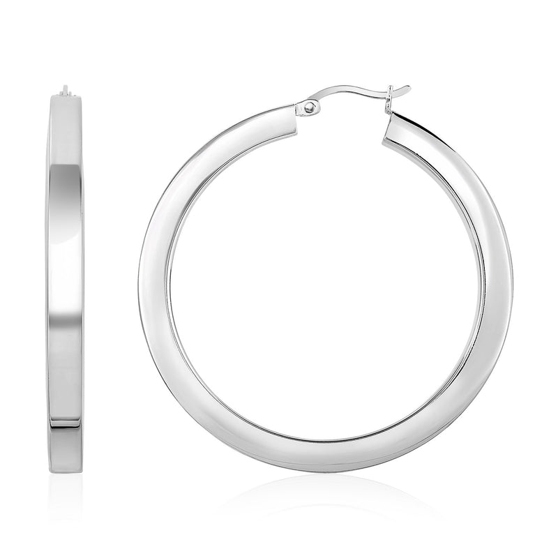 High Polish Tube Hoop Earrings in Sterling Silver