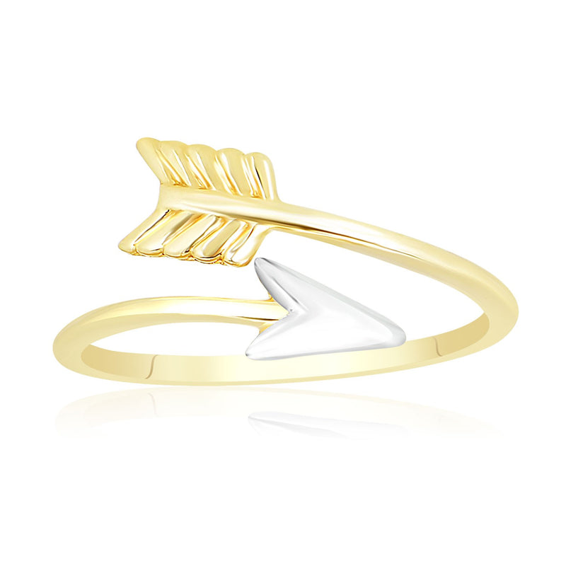 14K Two-Tone Gold Open Arrow Style Ring