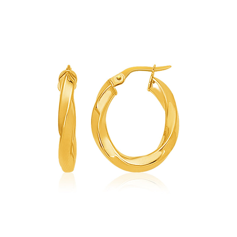 14K Yellow Gold Italian Twist Hoop Earrings