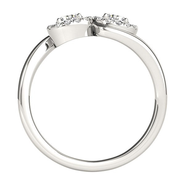 14K White Gold Halo Set Round Two Stone Diamond Ring (3/8 ct. tw.)