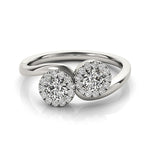 14K White Gold Halo Set Round Two Stone Diamond Ring (3/8 ct. tw.)