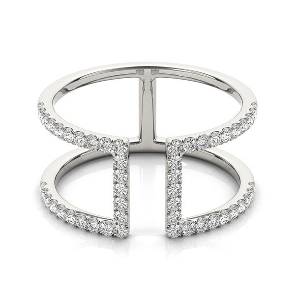 14K White Gold Modern Dual Band Style Diamond Ring (1/2 ct. tw.)