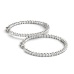 14K White Gold Diamond Hoop Earrings with Shared Prong Setting (2 ct. tw.)