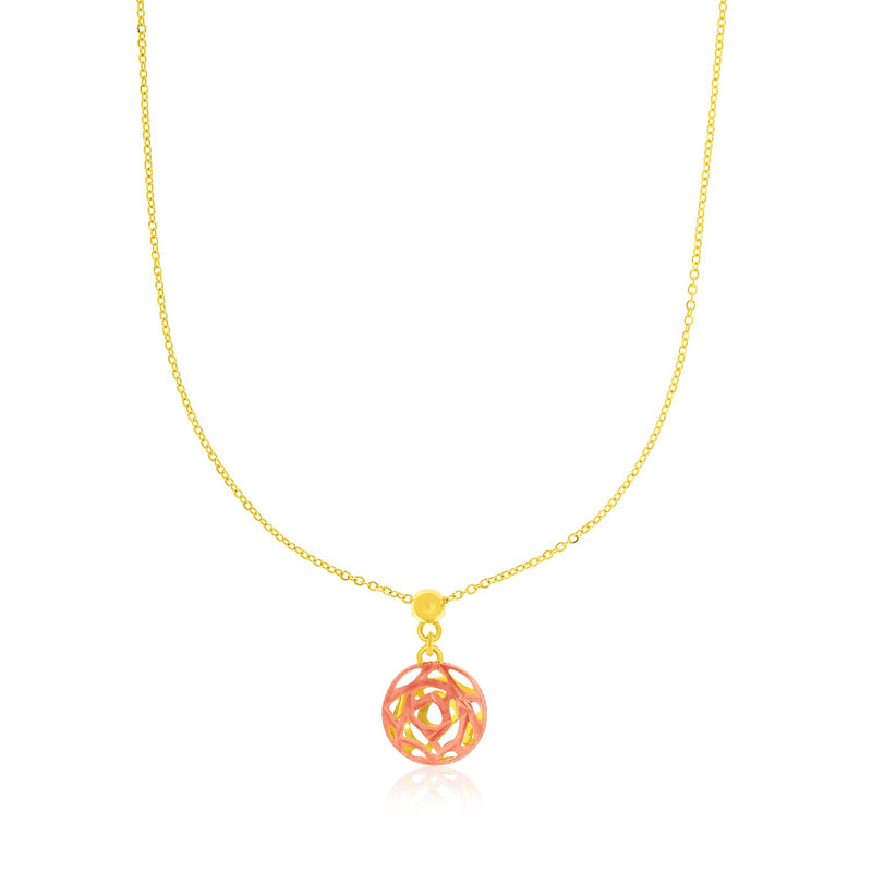 14K Rose & Yellow Gold Cutout Circle Pendant