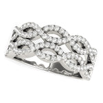 Diamond Studded Double Interlocking Waves Ring in 14K White Gold  (5/8 ct. tw.)