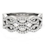 Diamond Studded Double Interlocking Waves Ring in 14K White Gold  (5/8 ct. tw.)