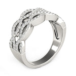 Diamond Studded Double Interlocking Waves Ring in 14K White Gold  (5/8 ct. tw.)