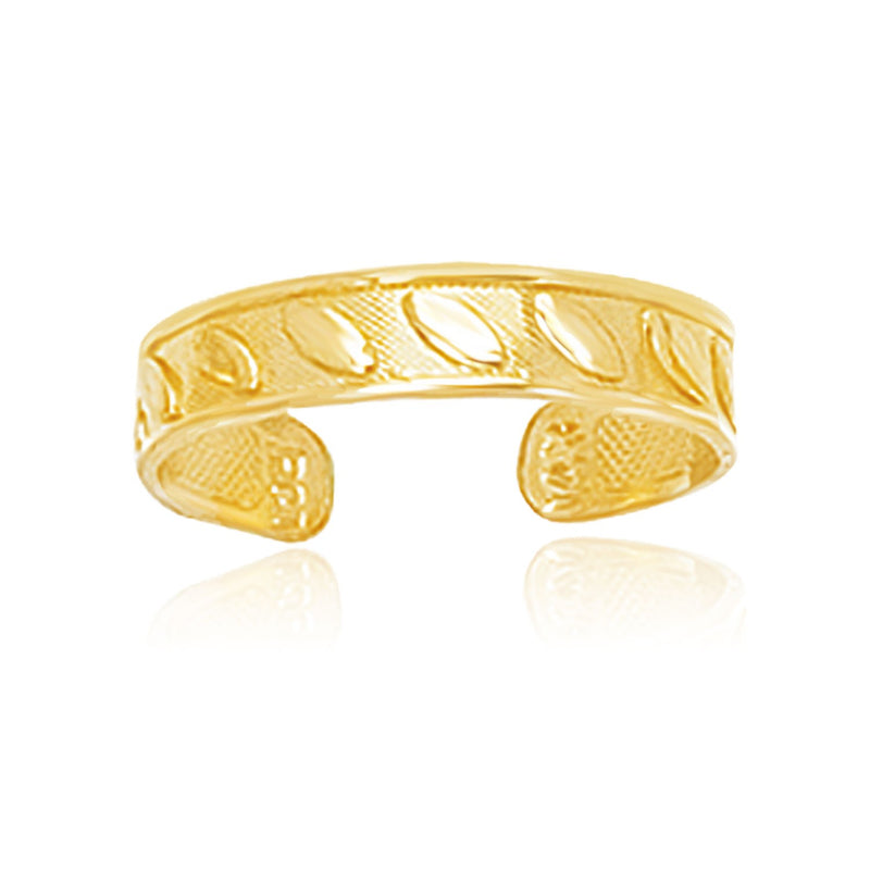 14K Yellow Gold Cuff Type Leaf Design Toe Ring