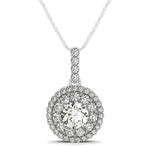 14K White Gold Diamond Halo Round Shape Pendant (1 1/4 ct. tw.)