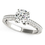 14K White Gold Antique Pronged Round Diamond Engagement Ring (1 1/8 ct. tw.)