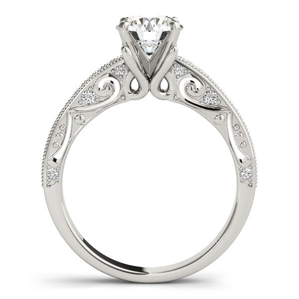 14K White Gold Antique Pronged Round Diamond Engagement Ring (1 1/8 ct. tw.)