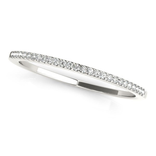 14K White Gold Slim Round Pave Set Wedding Band (1/10 ct. tw.)