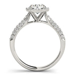 14K White Gold Halo Round Diamond Engagement Ring with Graduated Pave Band (1 1/3 ct. tw.)