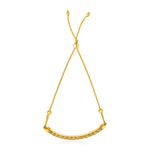 14K Yellow Gold Chain Bar and Bead Station Lariat Bracelet