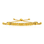 14K Yellow Gold Chain Bar and Bead Station Lariat Bracelet