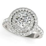 14K White Gold Round Diamond Engagement Ring with Double Pave Halo (2 5/8 ct. tw.)