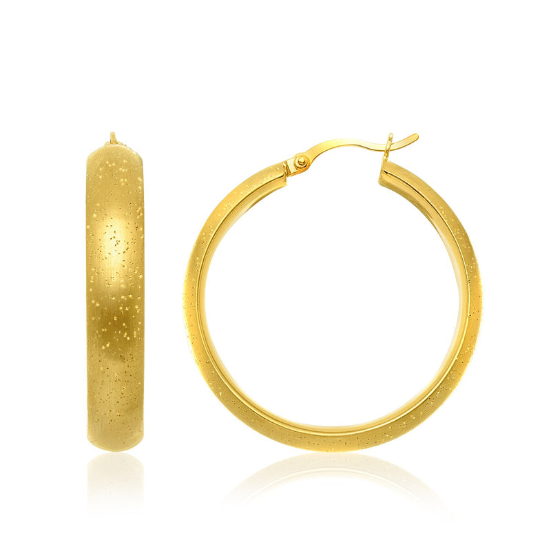 Sterling Silver Yellow Plated Stardust Round Shape Hoop Earrings