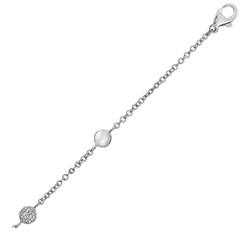 14K White Gold and Diamond Puff Circle Motif Bracelet (1/10 ct. tw.)