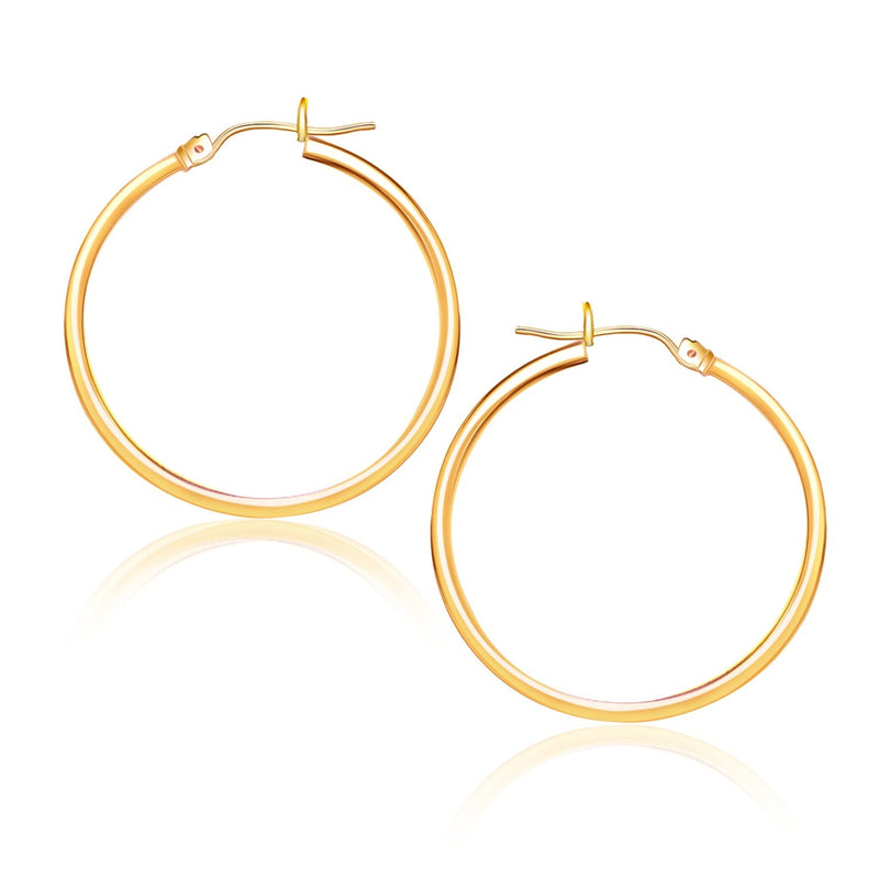 10K Yellow Gold Polished Hoop Earrings (25 mm)