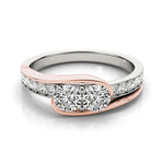 Two Stone Diamond Ring in 14K White And Rose Gold (3/4 ct. tw.)