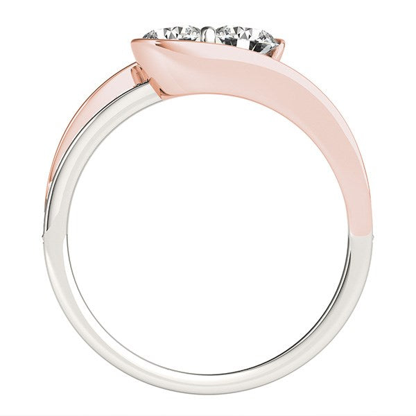 Two Stone Diamond Ring in 14K White And Rose Gold (3/4 ct. tw.)