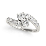 14K White Gold Two Stone Overlap Design Diamond Ring (1 ct. tw.)