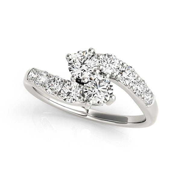 14K White Gold Two Stone Overlap Design Diamond Ring (1 ct. tw.)