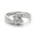 14K White Gold Two Stone Overlap Design Diamond Ring (1 ct. tw.)