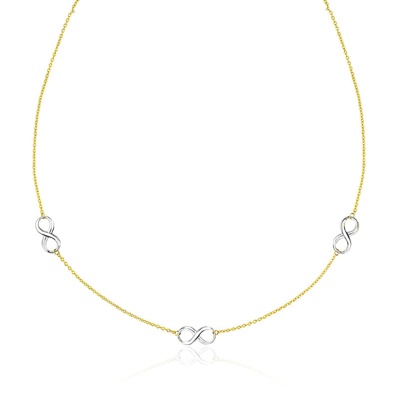 14K Two-Tone Gold Chain Necklace with Polished Infinity Stations