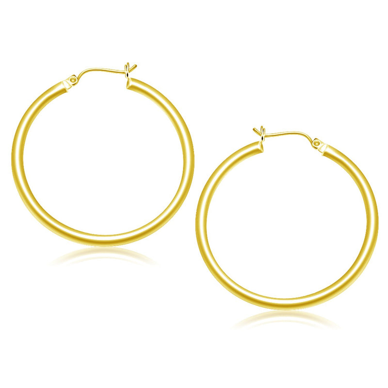 10K Yellow Gold Polished Hoop Earrings (40 mm)