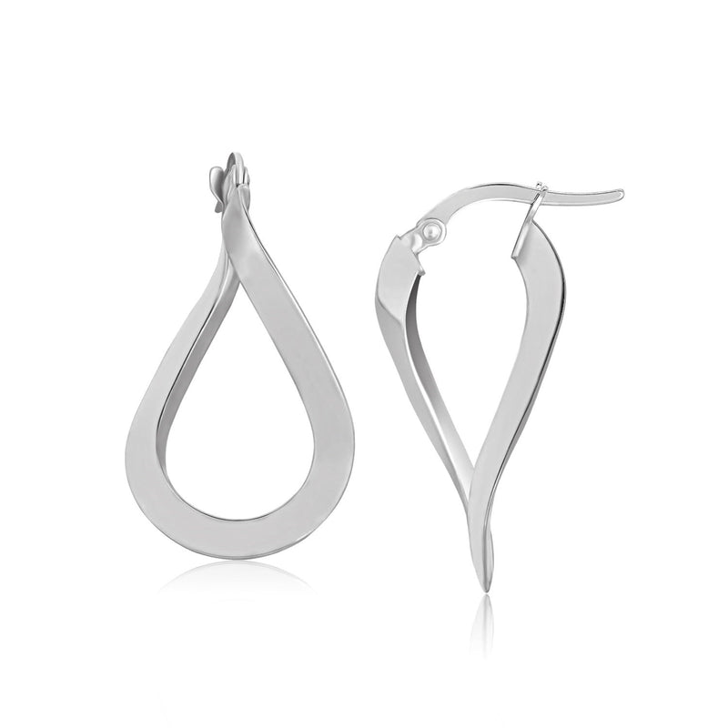 10K White Gold Twisted Freeform Hoop Earrings