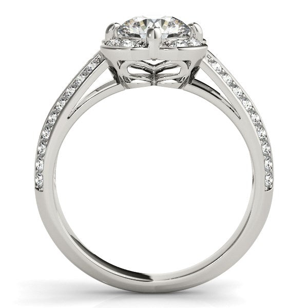 Round Diamond Floral Motif Engagement Ring in 14K White Gold (1 3/8 ct. tw.)