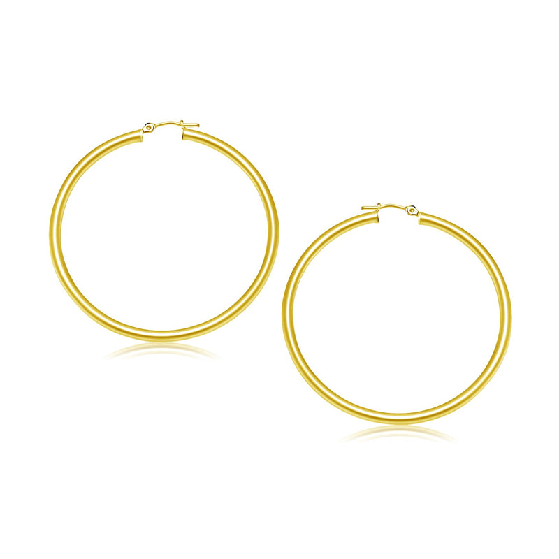 10K Yellow Gold Polished Hoop Earrings (30 mm)