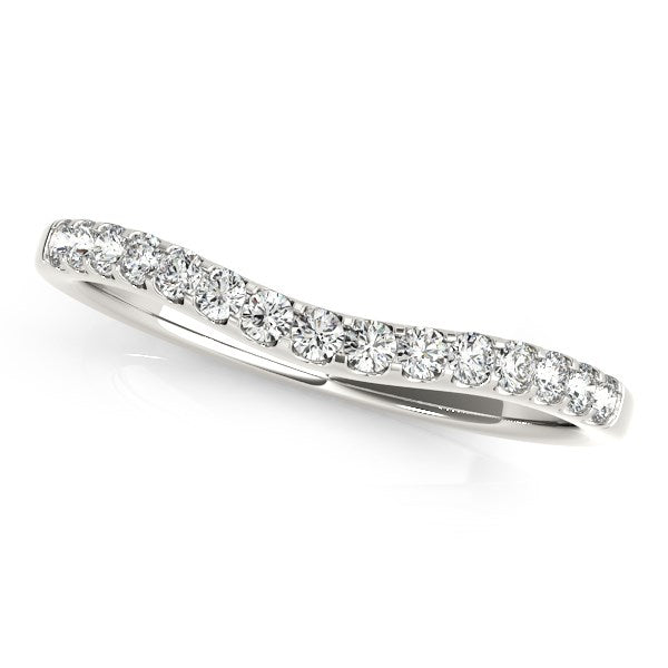 14K White Gold Round Pave Setting Curvy Diamond Wedding Band (1/4 ct. tw.)