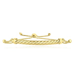 14K Yellow Gold Curved Textured Bar Adjustable Lariat Bracelet