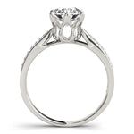 Six Prong 14K White Gold Round Diamond Engagement Ring with Pave Band (1 5/8 ct. tw.)