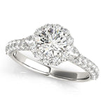 14K White Gold Halo Round Diamond Engagement Pave Band Ring (2 ct. tw.)