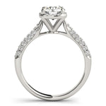 14K White Gold Round Halo Graduated Pave Shank Diamond Engagement Ring (1 1/3 ct. tw.)