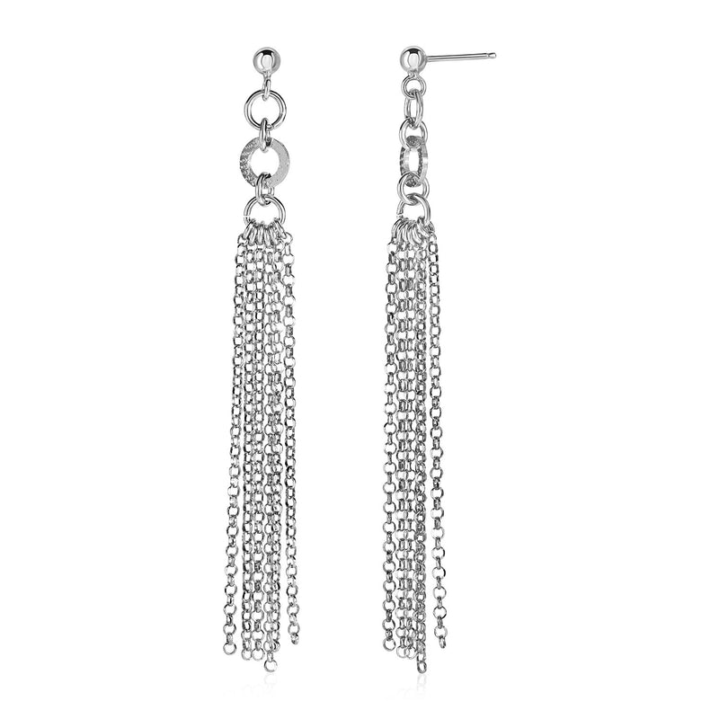 Multi-Strand Chain Drop Earrings in Sterling Silver