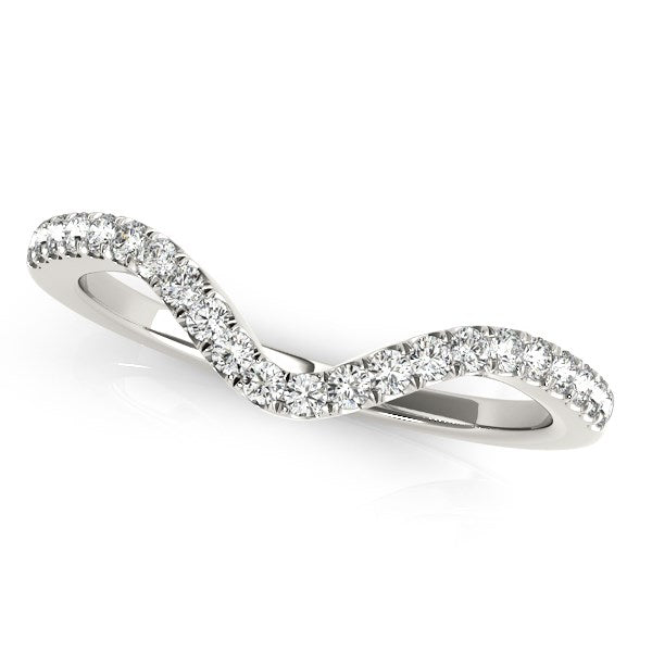 14K White Gold Wavy Design Round Diamond Wedding Ring (1/6 ct. tw.)