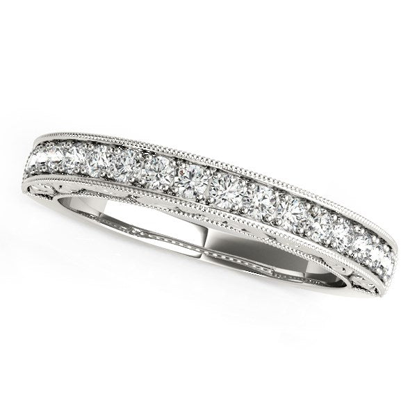 14K White Gold Antique Prong Set Diamond Wedding Ring (1/3 ct. tw.)