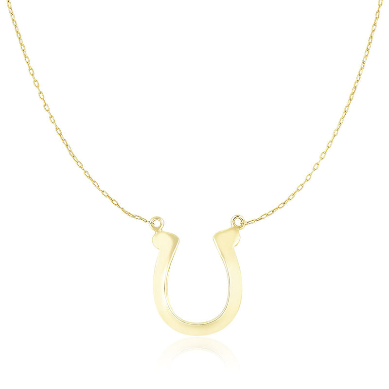 14K Yellow Gold Chain Necklace with Polished Horseshoe Charm