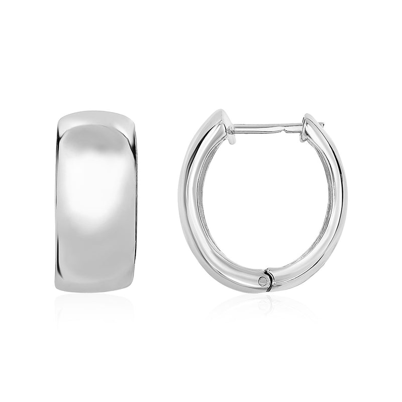 Polished Half-Round Hinged Hoop Earrings in Sterling Silver