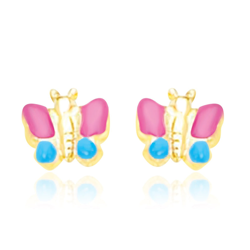 14K Yellow Gold Earrings with a Butterfly Design