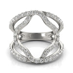 14K White Gold Diamond Flower Style Dual Band Ring (5/8 ct. tw.)