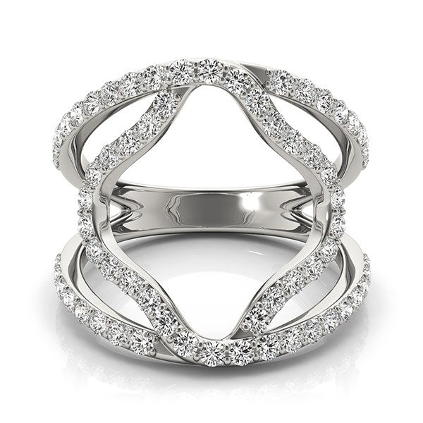 14K White Gold Diamond Flower Style Dual Band Ring (5/8 ct. tw.)