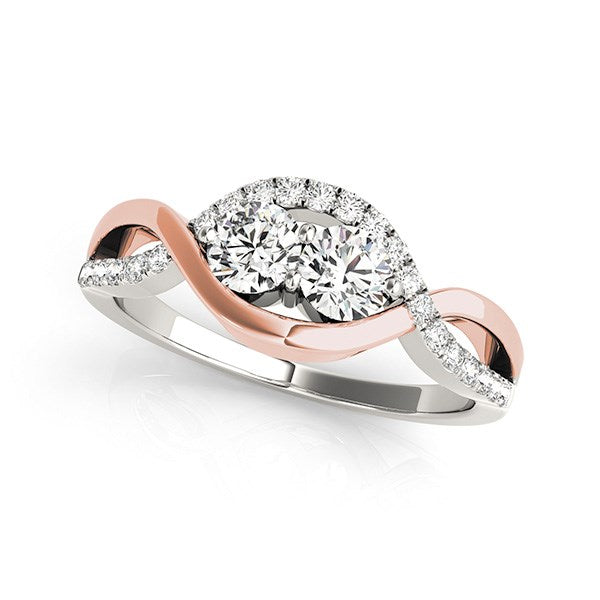 14K White And Rose Gold Infinity Style Two Stone Diamond Ring (5/8 ct. tw.)