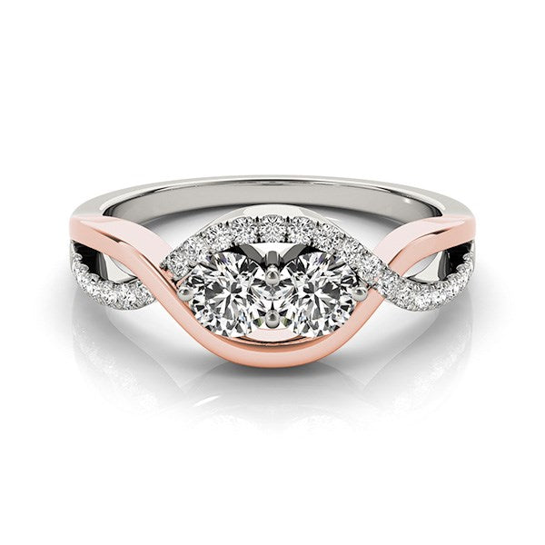 14K White And Rose Gold Infinity Style Two Stone Diamond Ring (5/8 ct. tw.)